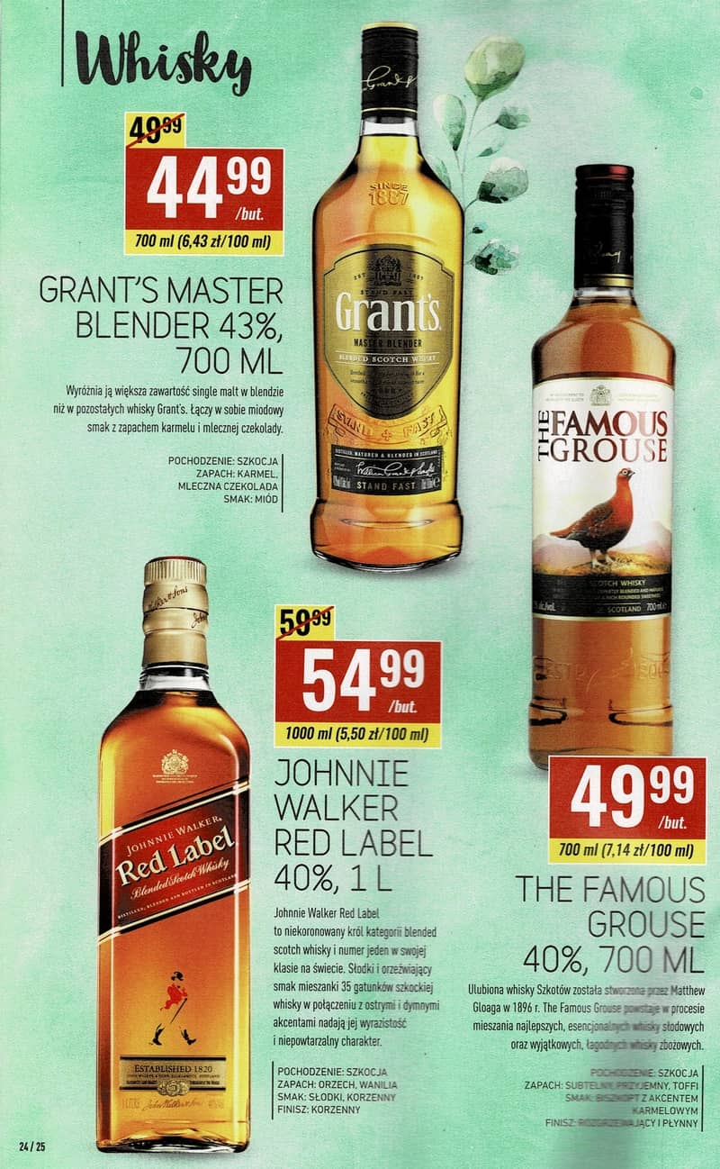 Biedronka Alkohole Wiosna 2019 - Jognnie Walker, whisky, The famous grouse,  grants master blender